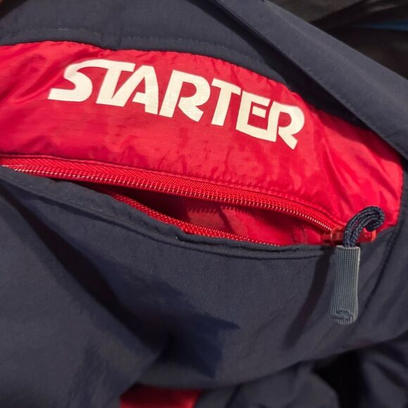 Vintage 90's Y2K Red White Blue Starter Puffer Jacket Mens Size Large Reversible - Picture 4 of 10